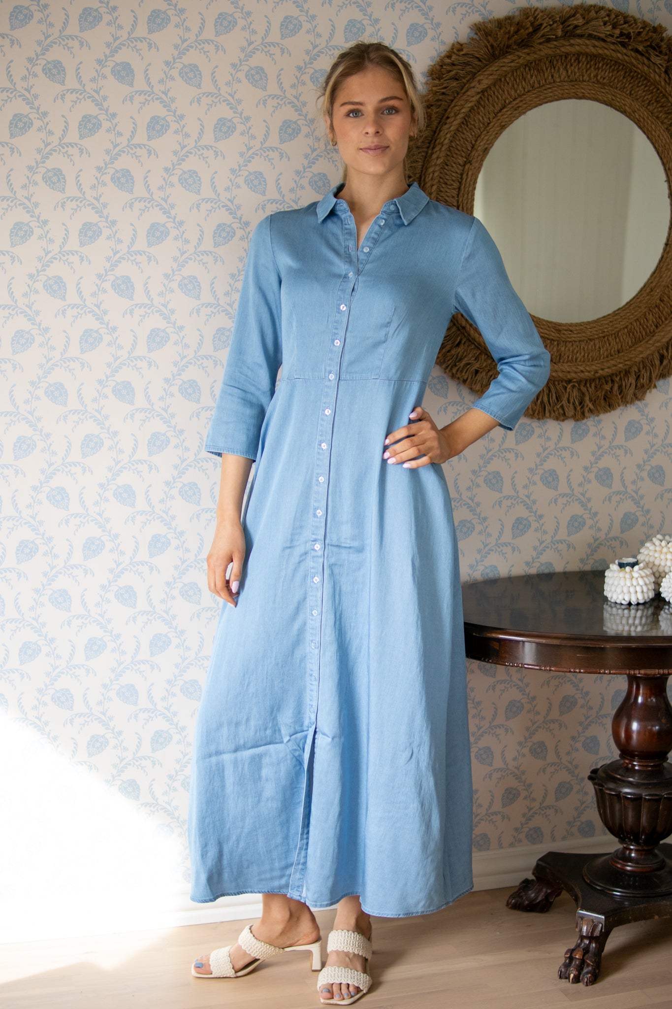 Savanna 3/4 Long Chambray Dress -Skyway - Kjoler - Helt Dilla AS