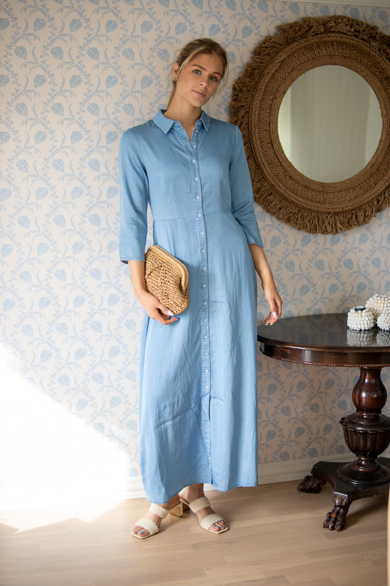 Savanna 3/4 Long Chambray Dress -Skyway - Kjoler - Helt Dilla AS