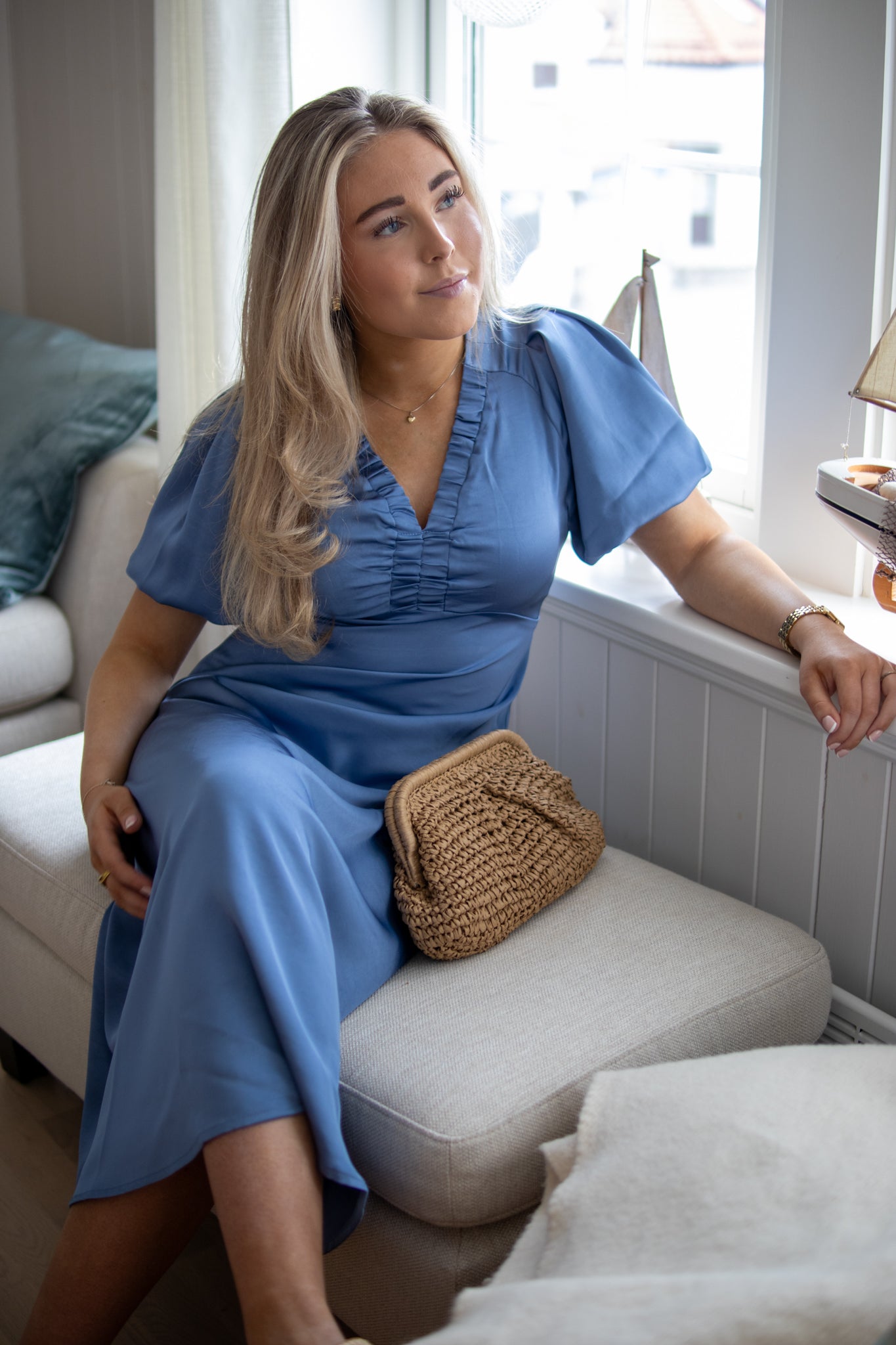 Illana Heavy Sateen Dress - Smoke Blue - Kjoler - Helt Dilla AS