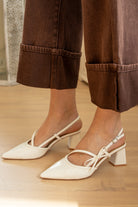 BiaMaralyn Strappy Bow Slingback Faux Leather - Off White - Sko - Helt Dilla AS