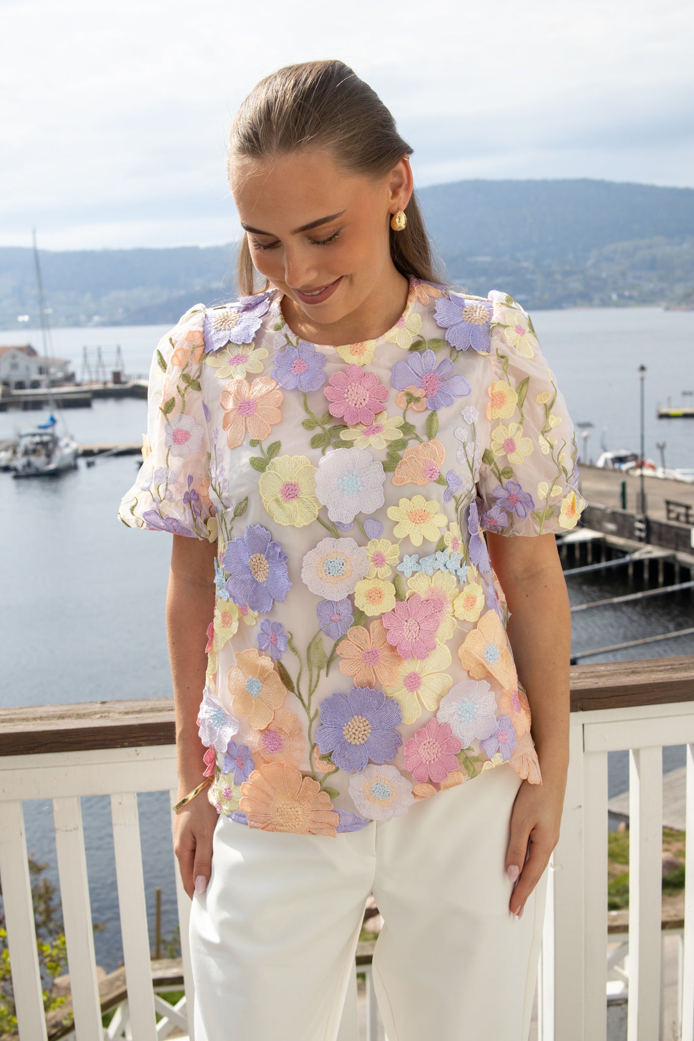 Flowering SS Top - Lavendula / Pastel Flowers - Topp - Helt Dilla AS