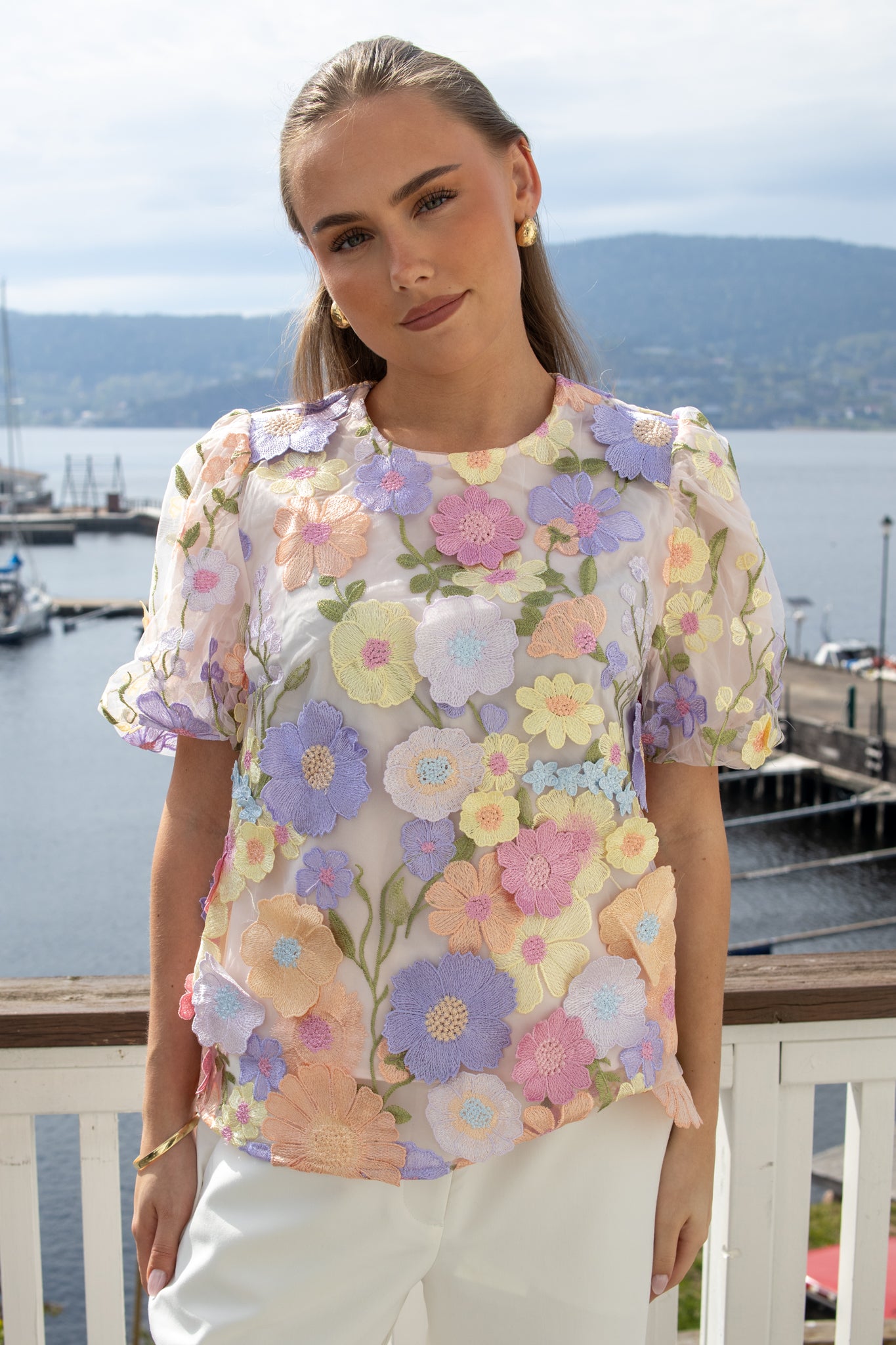 Flowering SS Top - Lavendula / Pastel Flowers - Topp - Helt Dilla AS