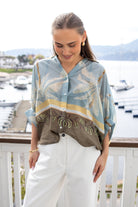 Transparent Blouse With Beach Print - Glacier Blue - Bluser - Helt Dilla AS