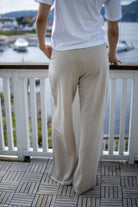 Jersey Trousers In Linen Look - Pebble Beige - Bukser - Helt Dilla AS