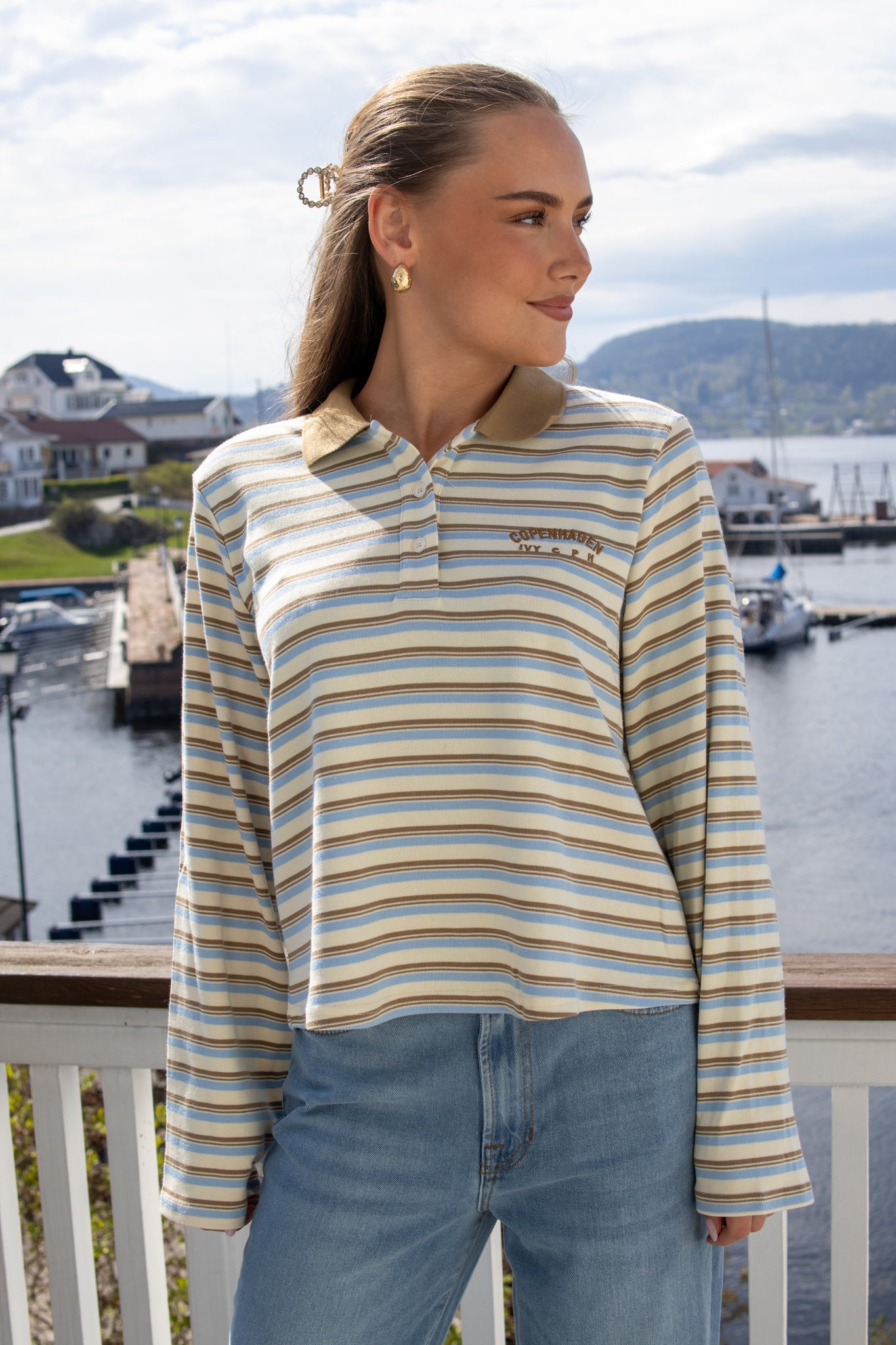 Pologenser Ivy-stix LS Polo - blue stripes - Genser - Helt Dilla AS