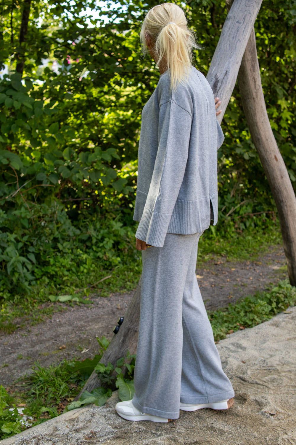 Babette HW Knit Pant - Med Grey Melange - Bukser - Helt Dilla AS