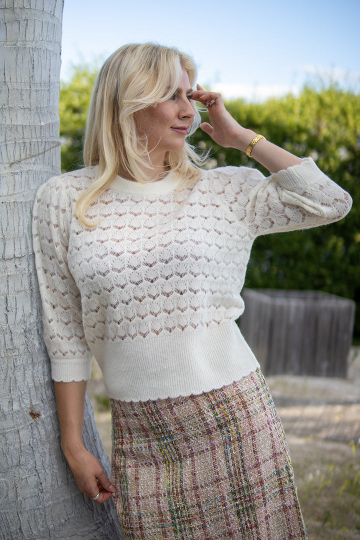 Nurietta Pointelle pullover - Cloud Dancer