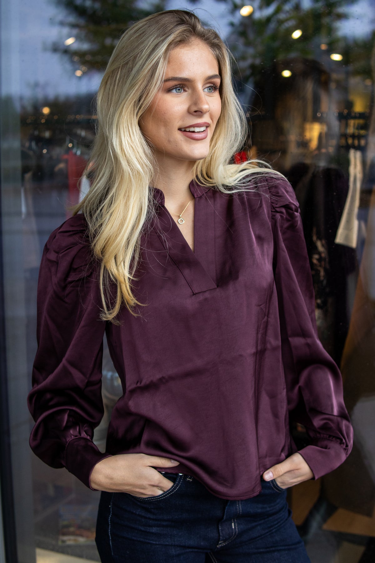 Rosslyn Heavy Sateen Blouse - Burgundy - Bluser - Helt Dilla AS
