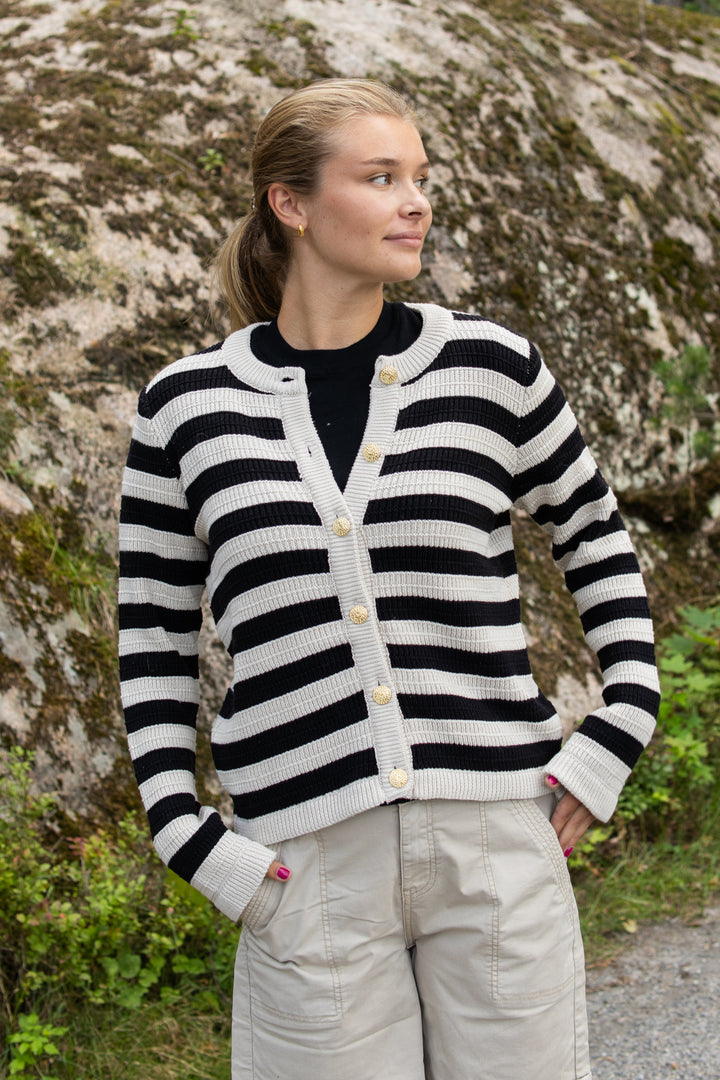 SIRONI LS KNIT CARDIGAN S. NOOS - birch/black