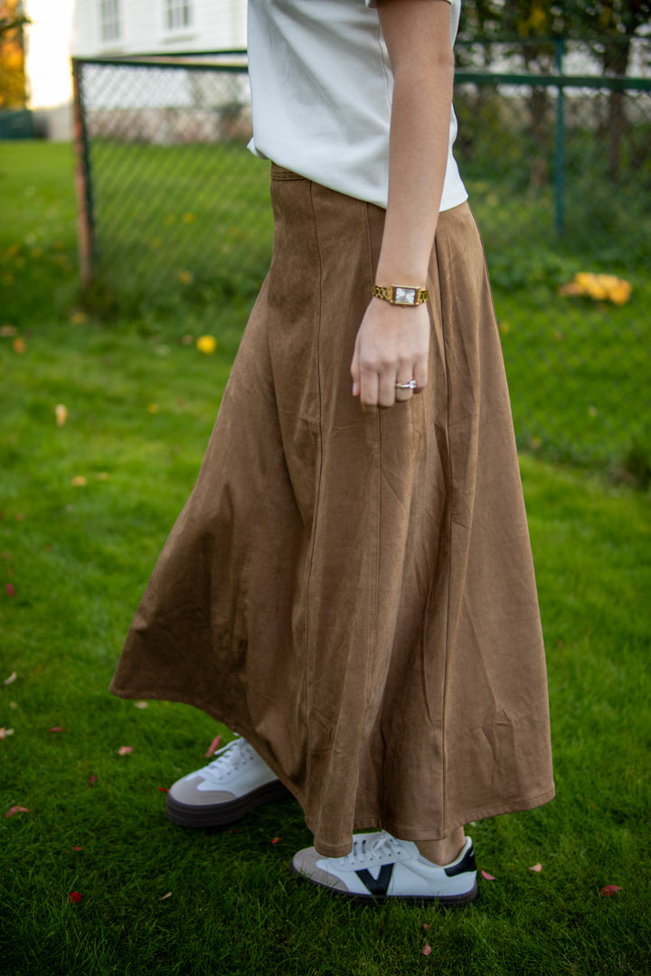 Raya Faux Suede Skirt - Cognac - Skjørt - Helt Dilla AS