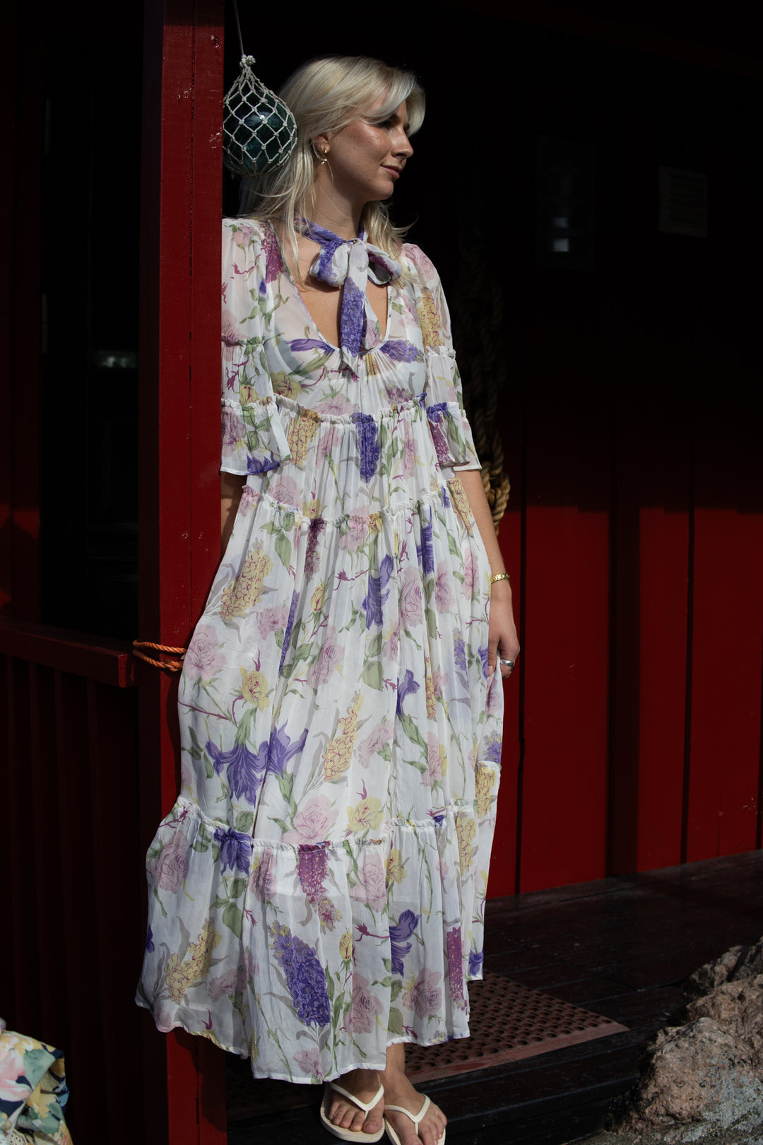 Chiffon Shift Dress - Flower Garden