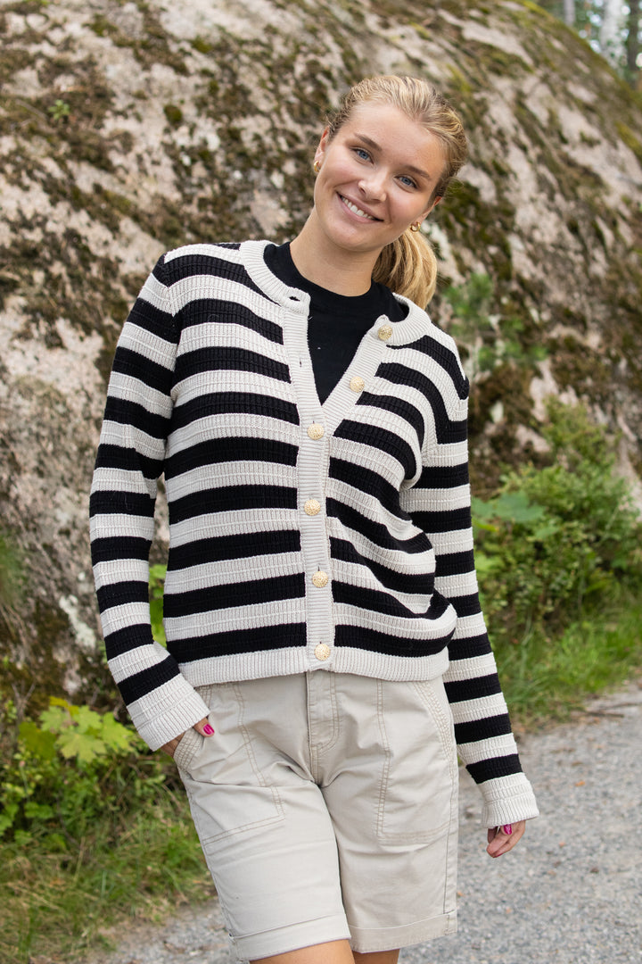 SIRONI LS KNIT CARDIGAN S. NOOS - birch/black