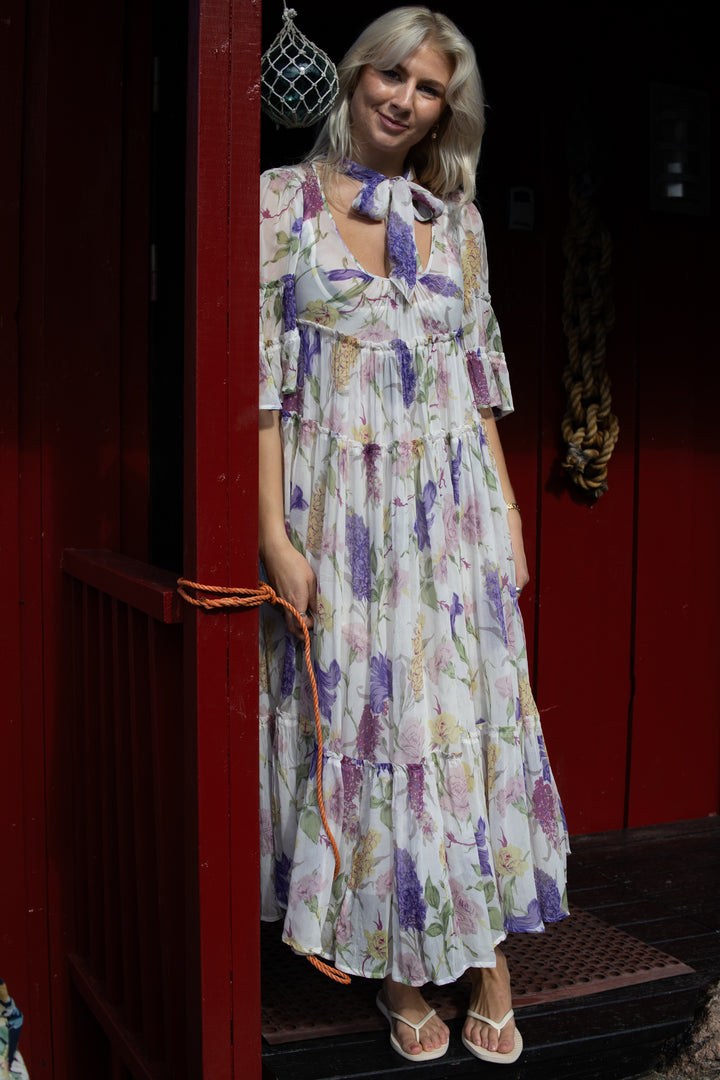 Chiffon Shift Dress - Flower Garden