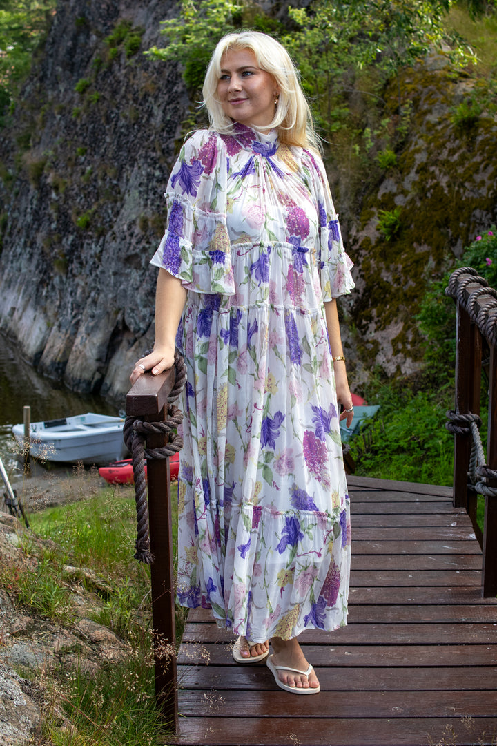 Chiffon Shift Dress - Flower Garden