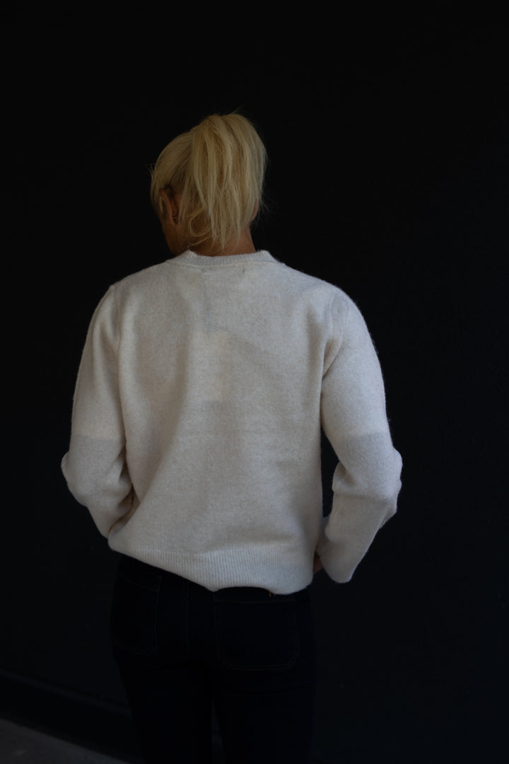 Guni V-neck - Whisper White Melange - Genser - Helt Dilla AS