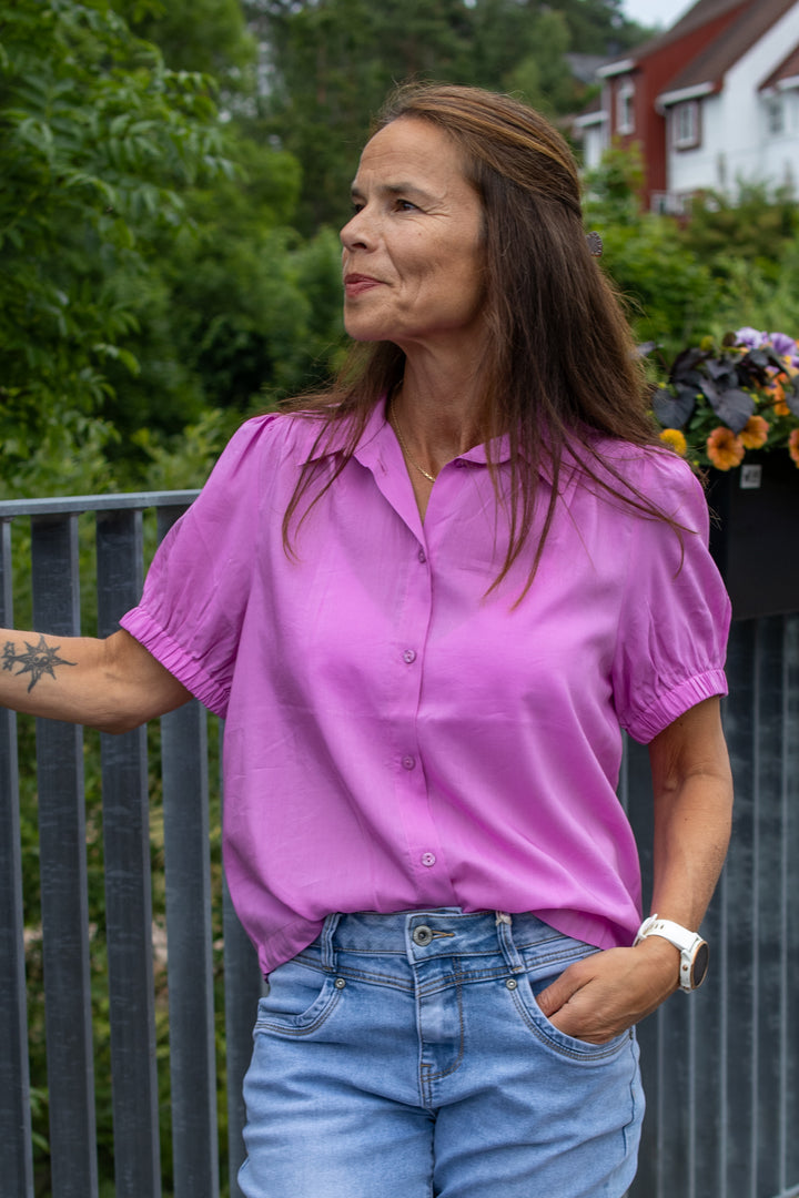 Blouse Short Sleeve cotton viscose - Cyclaam - Bluser - Helt Dilla AS