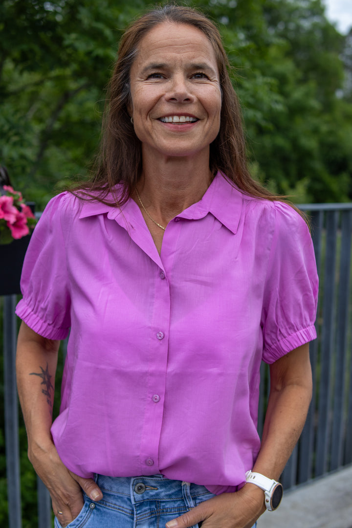 Blouse Short Sleeve cotton viscose - Cyclaam - Bluser - Helt Dilla AS