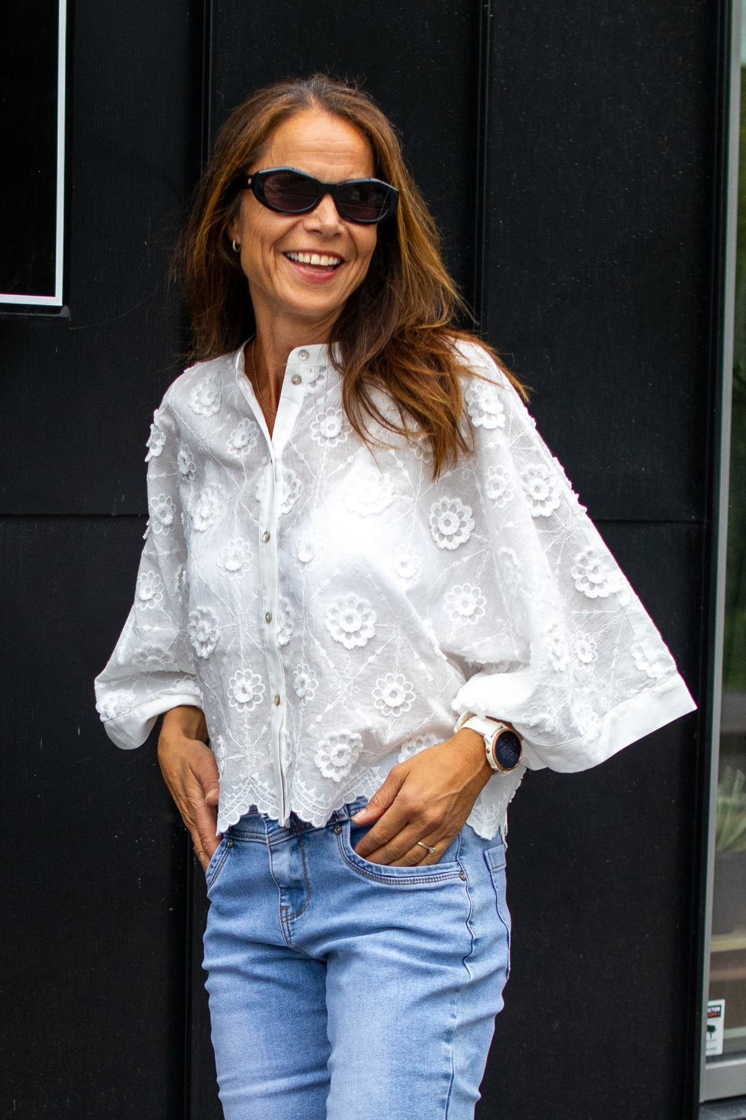 Blouse 3D Flower - Hvit