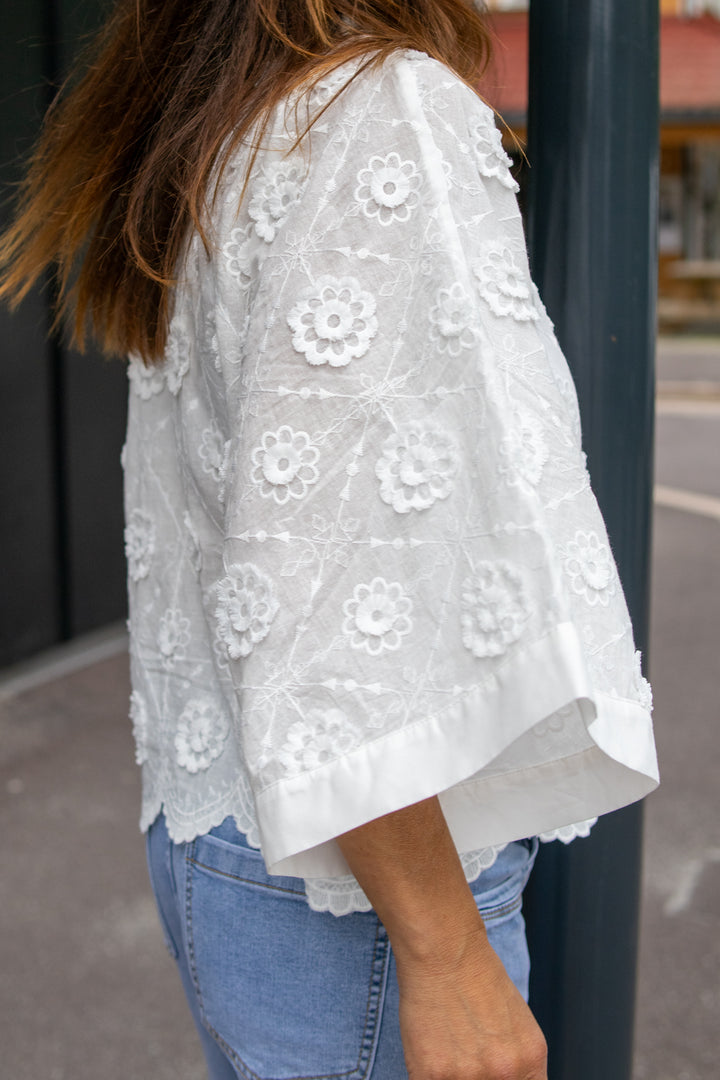Blouse 3D Flower - Hvit