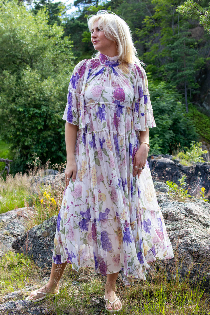 Chiffon Shift Dress - Flower Garden