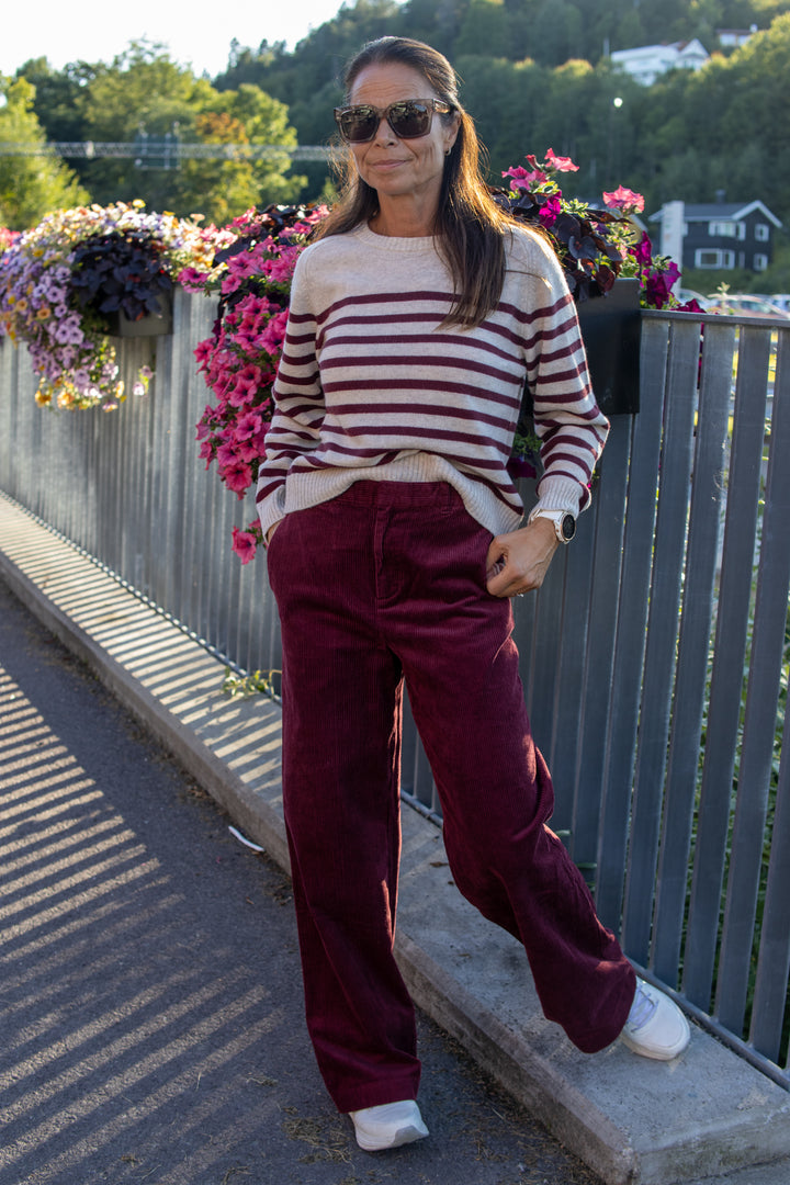 Niaka Pullover - Tawny Port Stripe - Genser - Helt Dilla AS