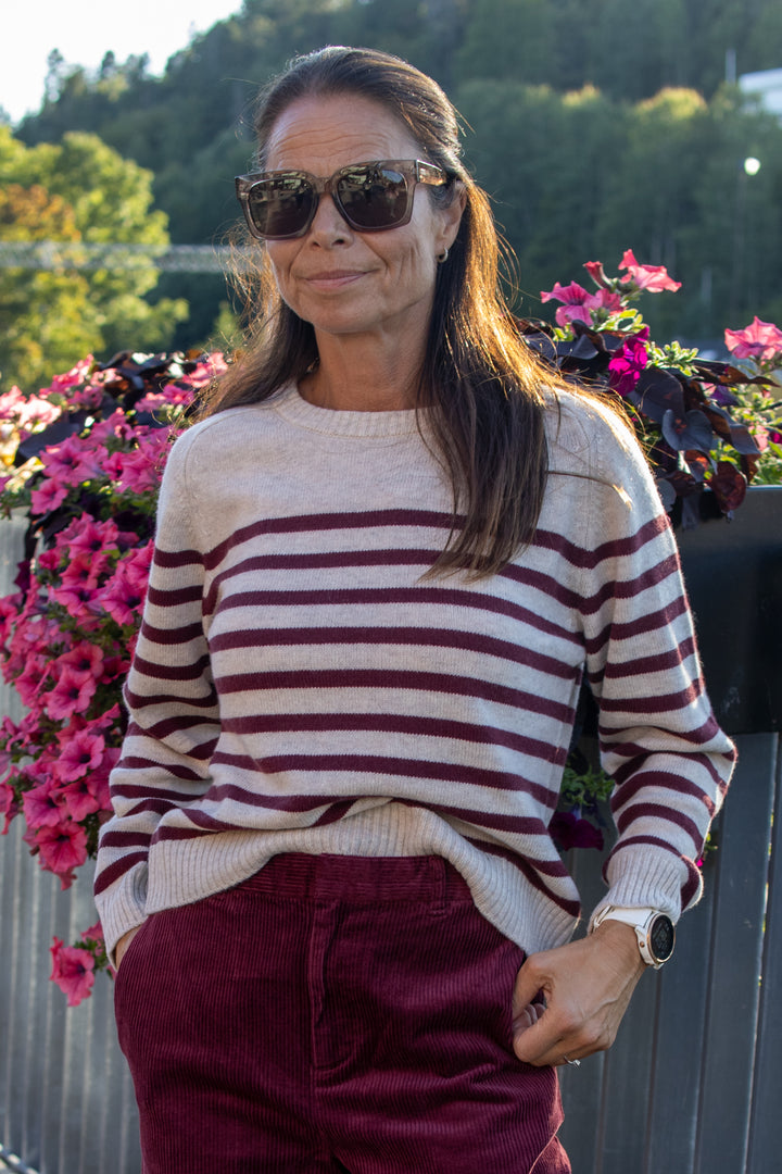 Niaka Pullover - Tawny Port Stripe - Genser - Helt Dilla AS