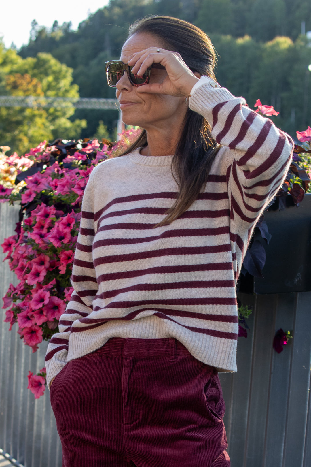 Niaka Pullover - Tawny Port Stripe - Genser - Helt Dilla AS