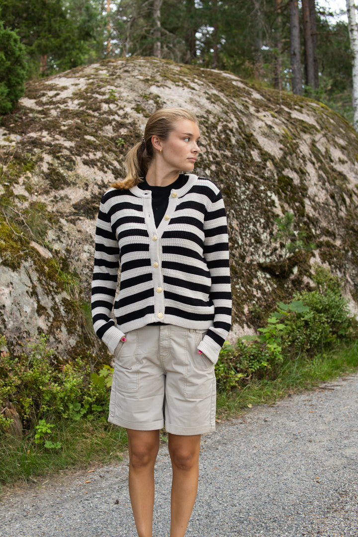 SIRONI LS KNIT CARDIGAN S. NOOS - birch/black