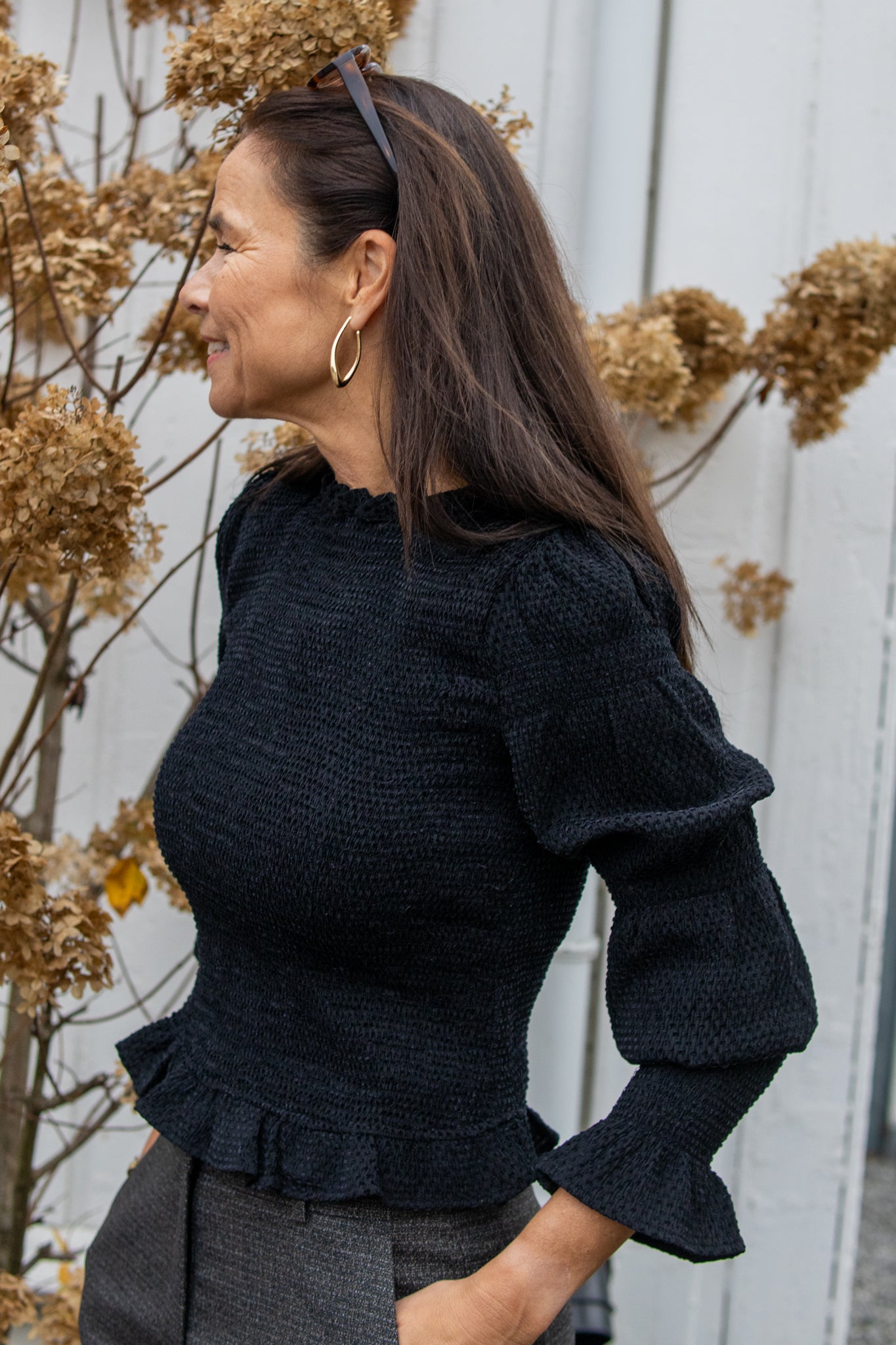 Pira Ls Smock Top - Svart - Bluser - Helt Dilla AS