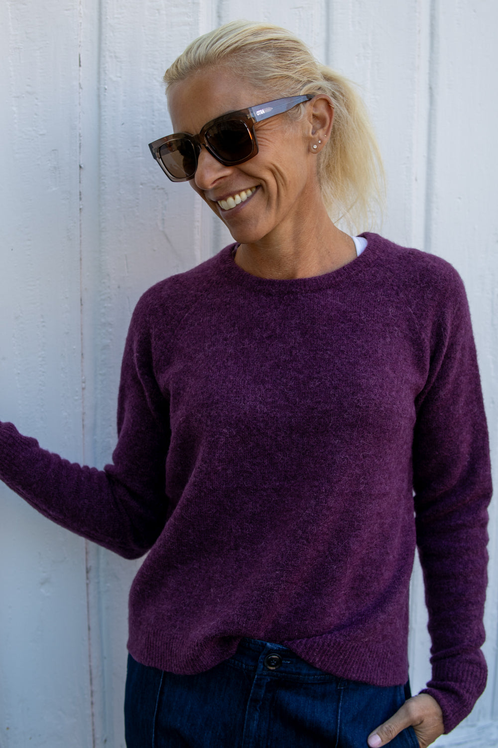 Sweater wool alpaca knit - Wineberry - Genser - Helt Dilla AS