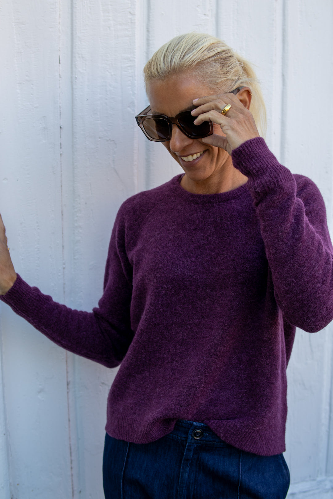 Sweater wool alpaca knit - Wineberry - Genser - Helt Dilla AS