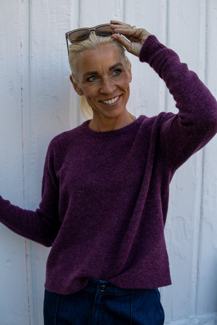 Sweater wool alpaca knit - Wineberry - Genser - Helt Dilla AS