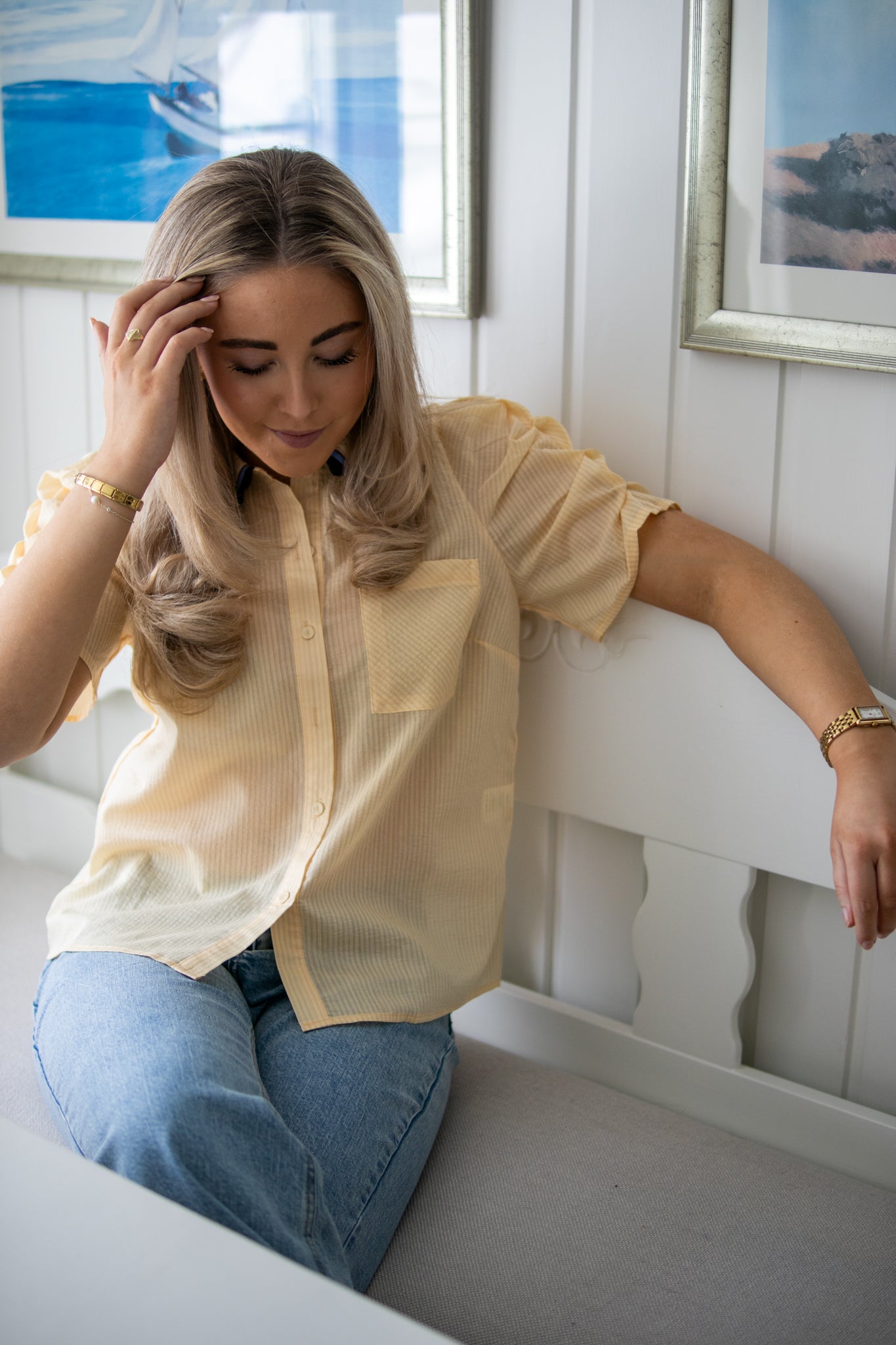 Ally Blouse - Soft Lemon Stripes - Bluser - Helt Dilla AS