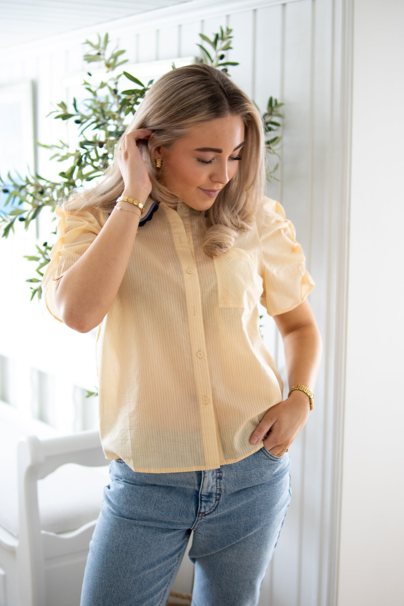 Ally Blouse - Soft Lemon Stripes - Bluser - Helt Dilla AS