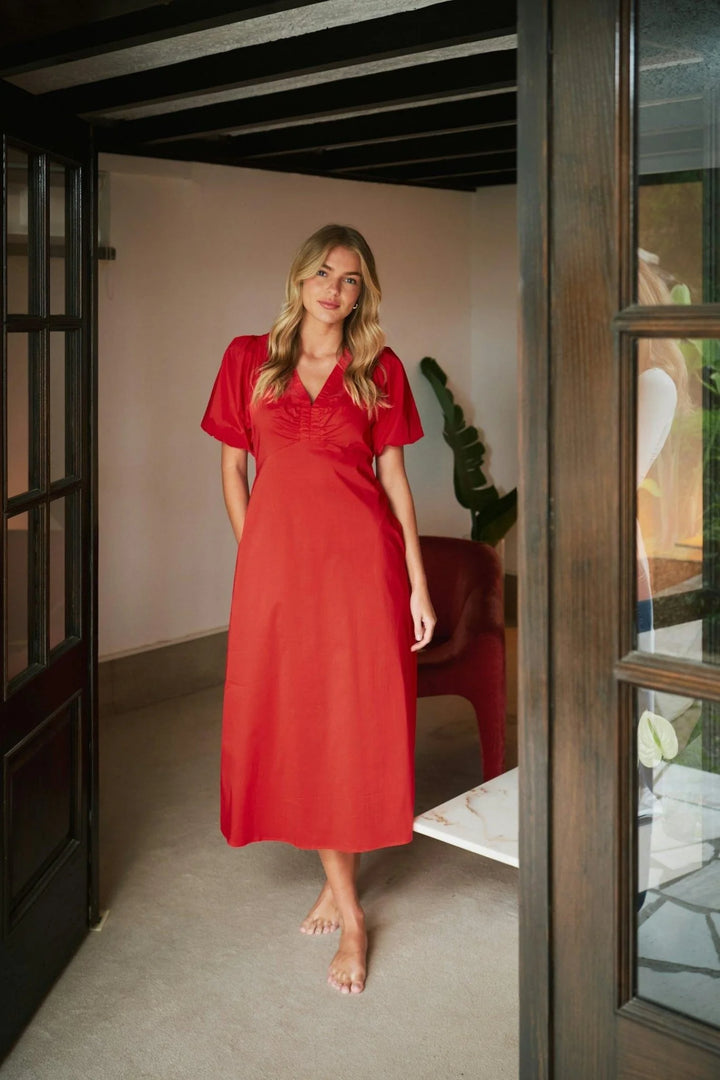 Irina poplin dress - Red