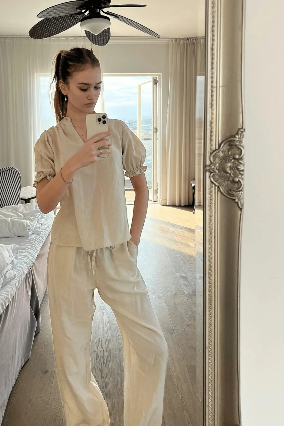 Odesa Linen Blouse - Sand - Bluser - Helt Dilla AS