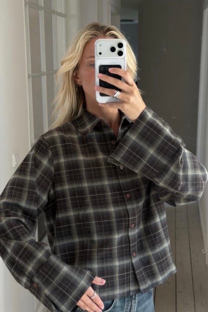 Jaylin Flannel Chech Shirt - Warm Grey - Skjorter - Helt Dilla AS