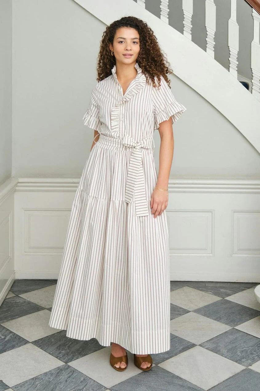 Nellie Wide Stripe Dress - Ivory - Kjoler - Helt Dilla AS