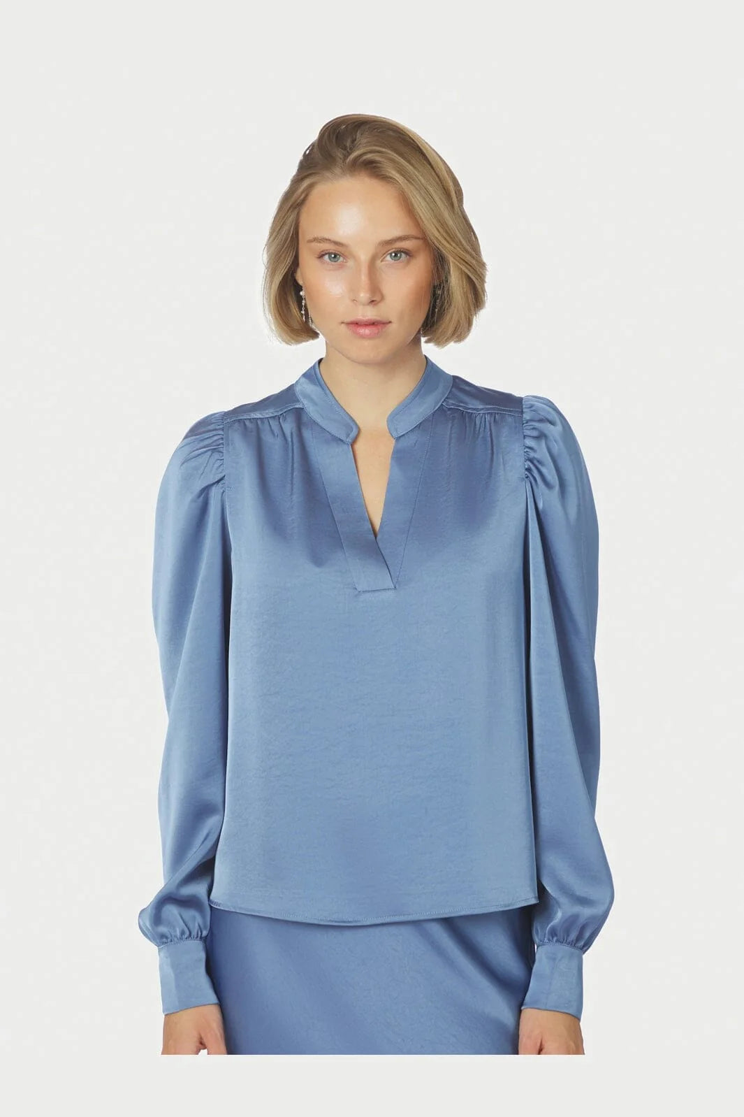 Rosslyn Heavy Sateen Blouse - Smoke Blue - Bluser - Helt Dilla AS