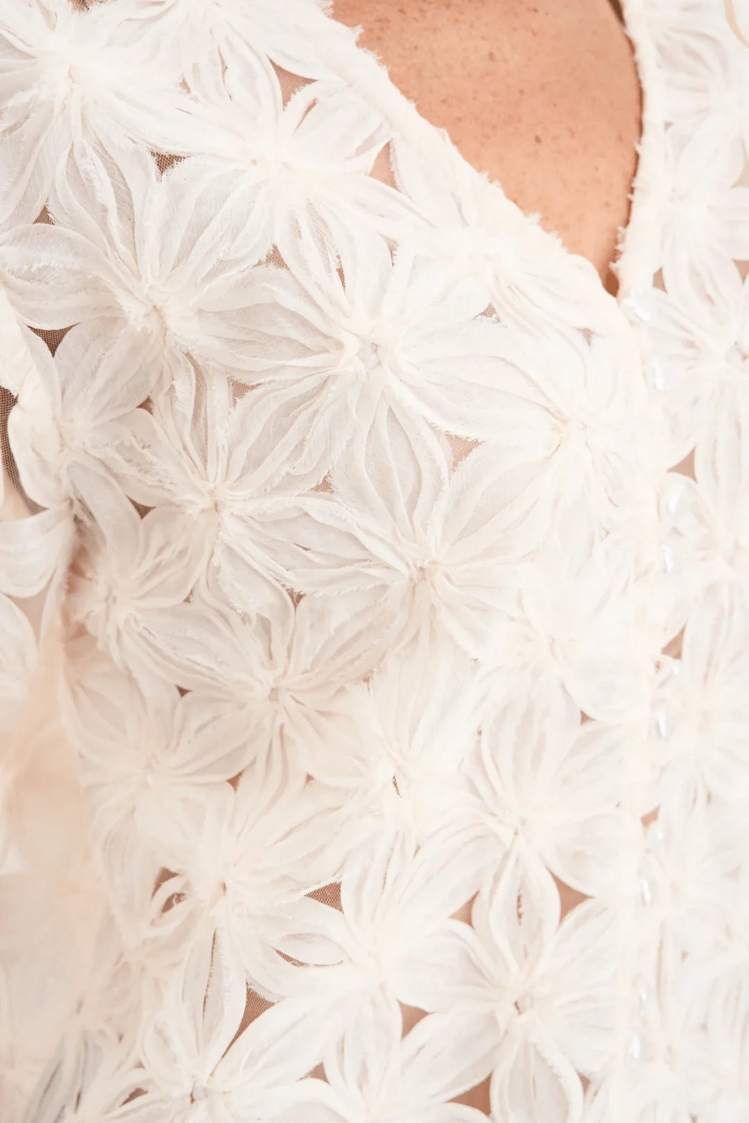 Lexie 3D Chiffon Cardigan - Off white