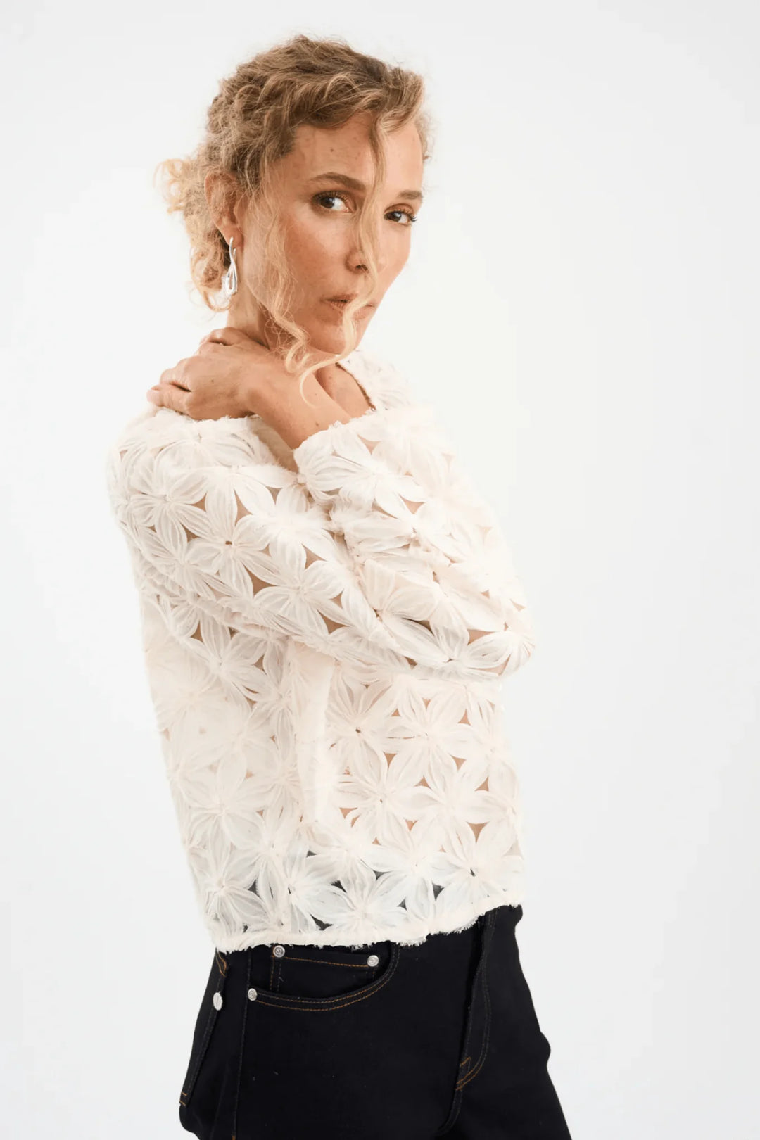 Lexie 3D Chiffon Cardigan - Off white