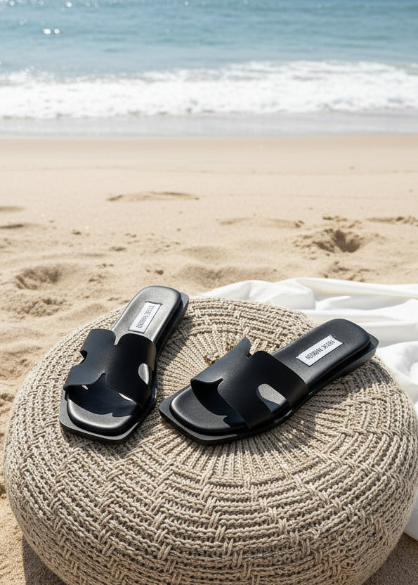 Sofia Slide - Black Leather - Sko - Helt Dilla AS