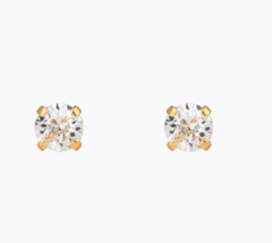 Mini stud earrings - gold crystal - Helt Dilla AS