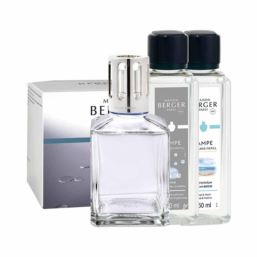 Essential Cube gavesett + 250ml Ocean Breeze og 250ml Neutral Gjennomsiktig - Maison Berger Gavesett - Helt Dilla AS