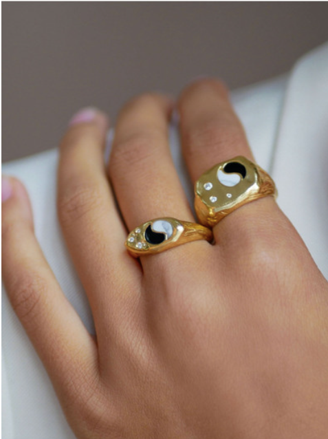 Chunky Yin yang ring - gull - Helt Dilla AS