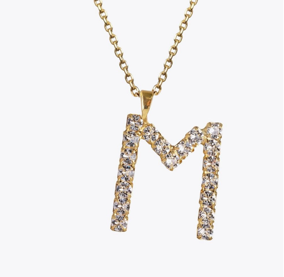 Letter necklace gold/crystal - 50cm - Helt Dilla AS