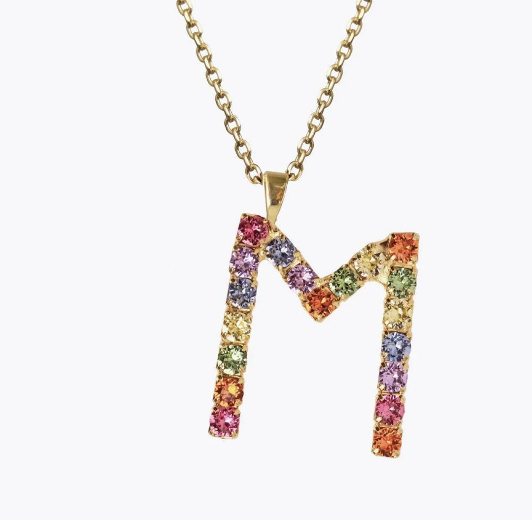 Letter necklace rainbow gold - 50cm - Helt Dilla AS