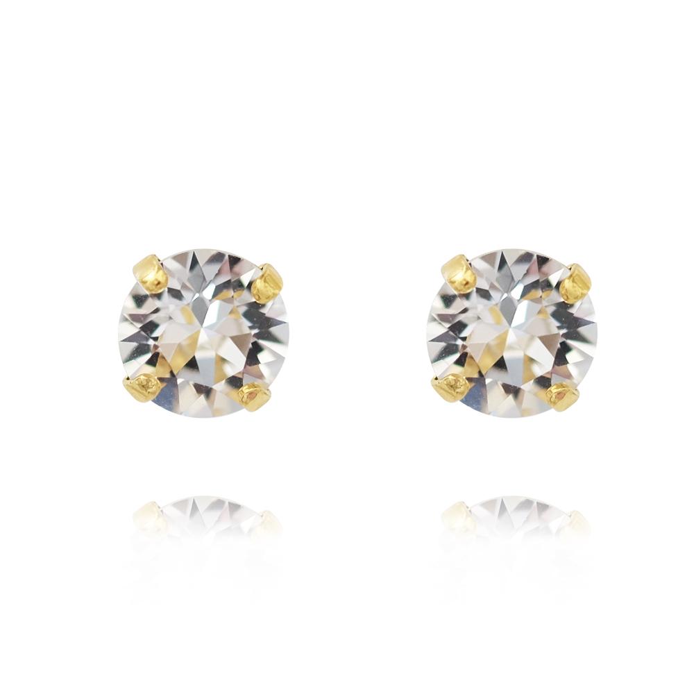 Classic Stud Earrings - Gold/ Crystal - Helt Dilla AS